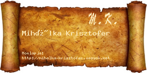 Mihálka Krisztofer névjegykártya